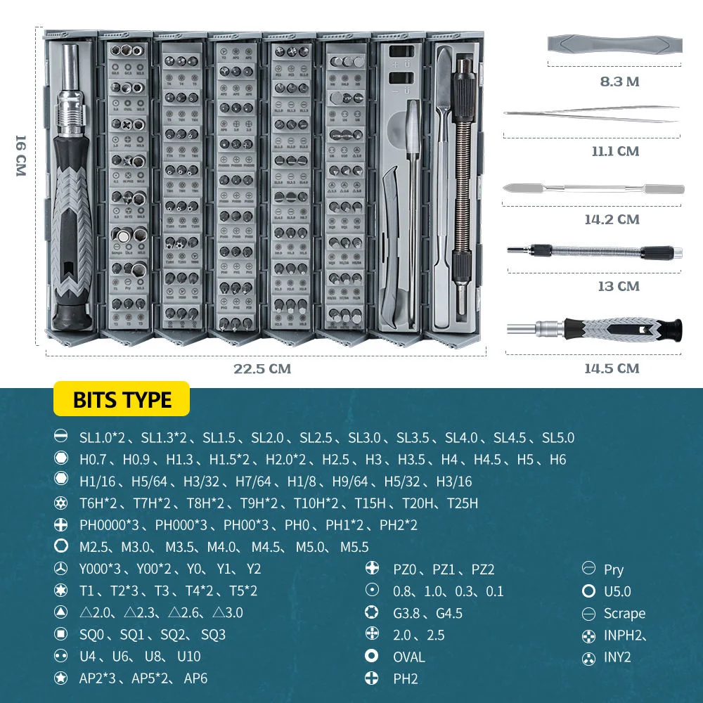 120-Piece CRV Screwdriver Set with Magnetic Precision Bits for Repairing Phones, Watches, and Computers