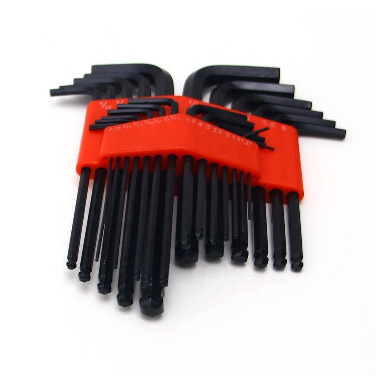 Adjustable 25PCS Stamped Allen Hex Key Set Curved Wrench